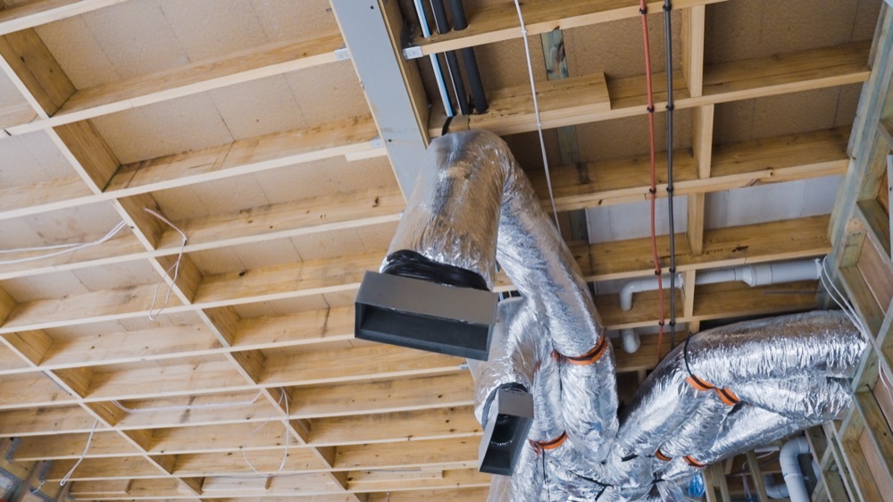 Ductwork through roof framing before the ceilings go up