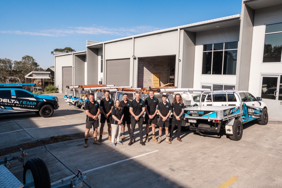 The Delta Temp team outside our Baringa base