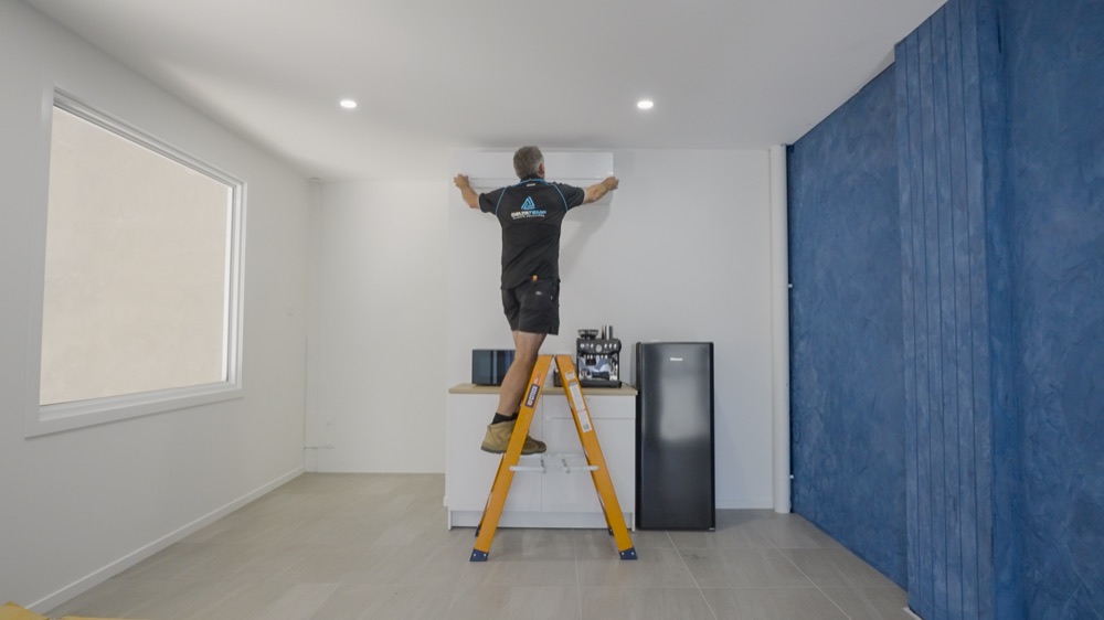 Installing through the ceiling of a finished room